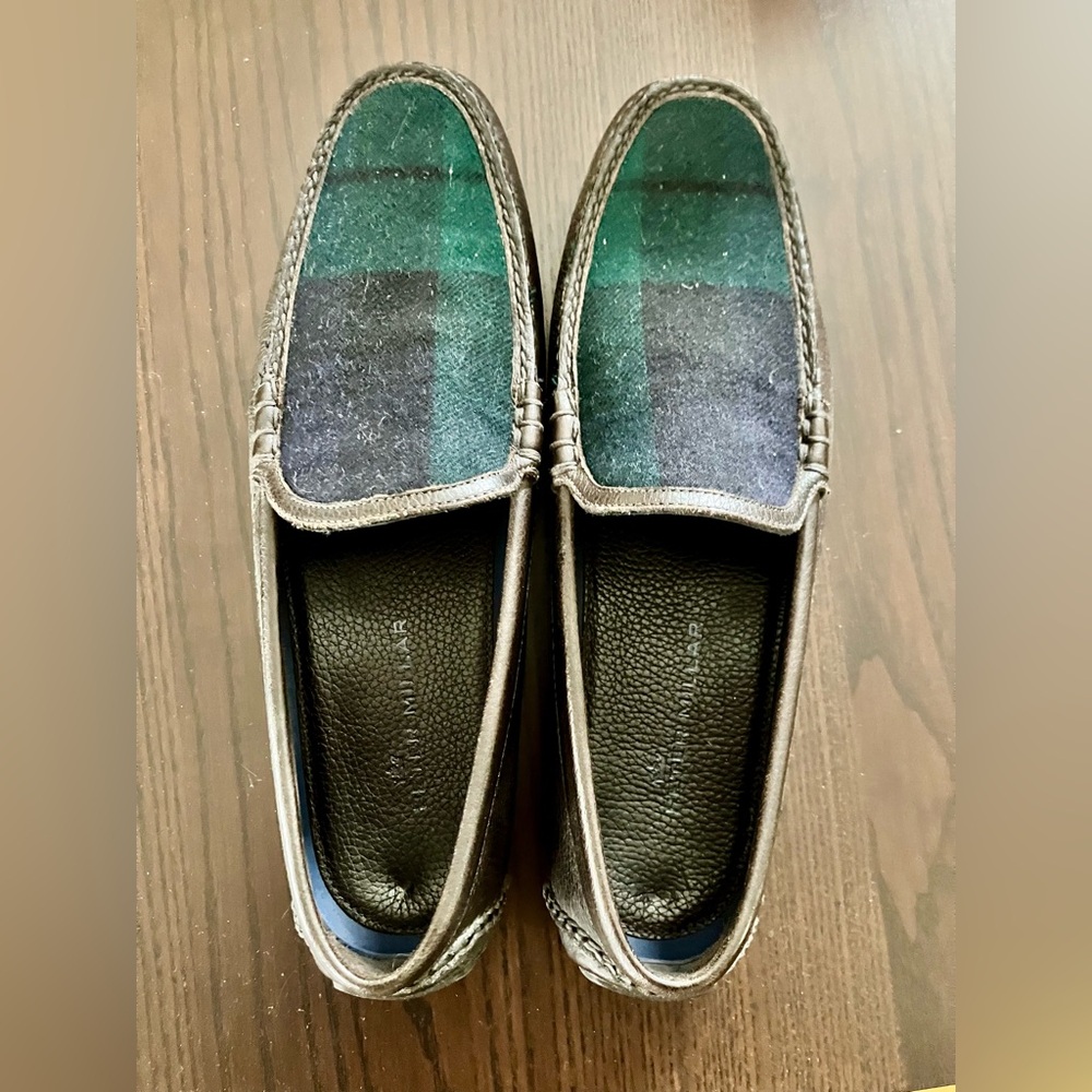 Peter Millar Leather Tartan Wool Driving Moc